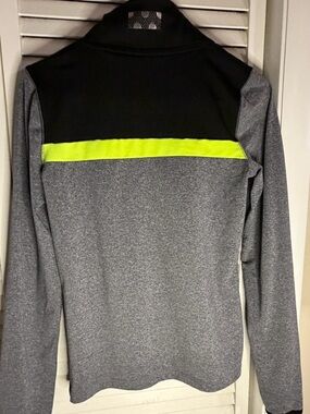 PINK Victoria's Secret Black and Neon Green Zip-Up Jacket